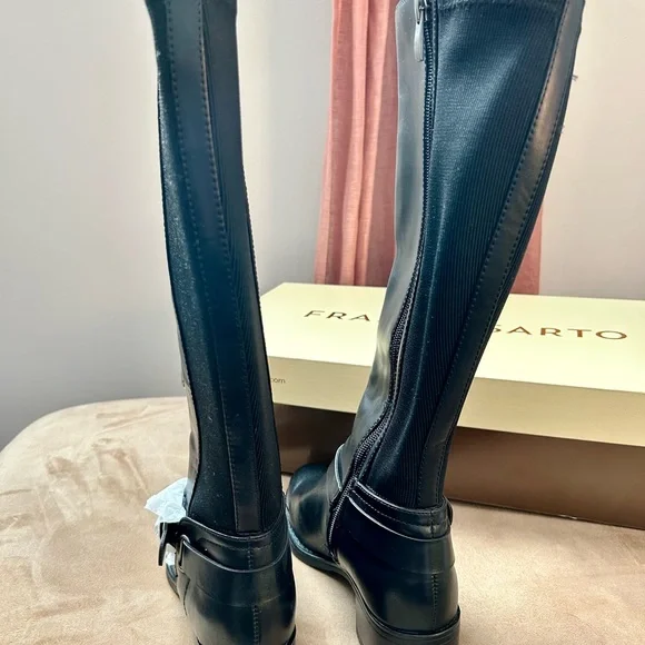 Franco Sarto Women's Black Knee-High Boots with Buckle - Picture 4 of 6